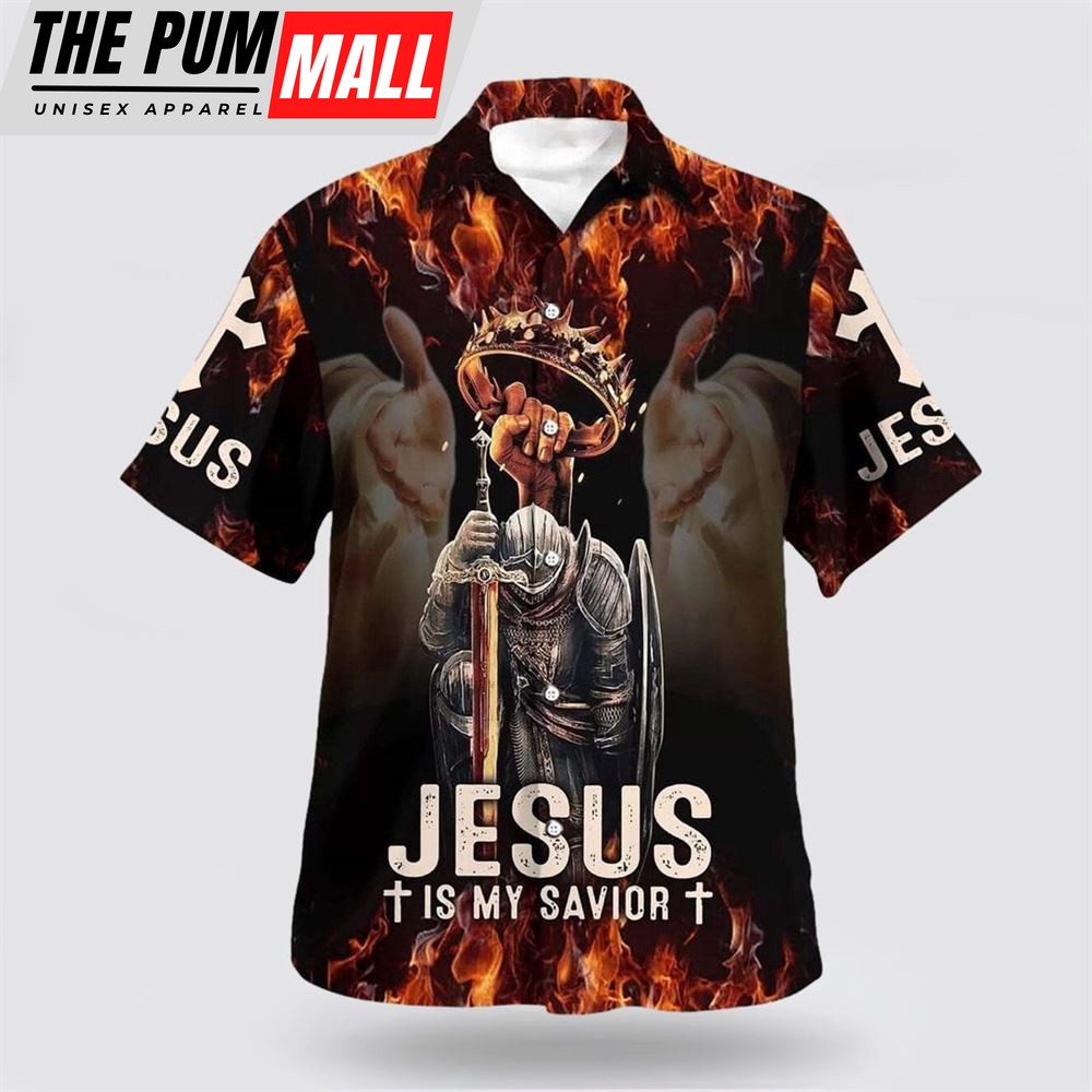 Christian Hawaiian Shirt, Knight Template Armor Of God Jesus Is My Savior Warrior Hawaiian Shirt, Christian Clothing Hawaii