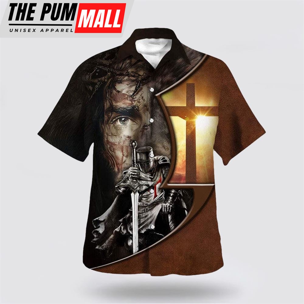 Christian Hawaiian Shirt, Knight Template Jesus A Child Of God A Man Of Faith A Warrior Of Christ Hawaiian Shirt, Christian Clothing Hawaii