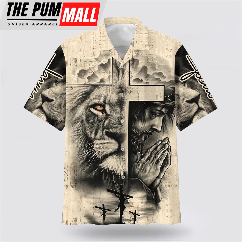 Christian Hawaiian Shirt, Lion And Jesus Hawaiian Shirt, Christian Clothing Hawaii