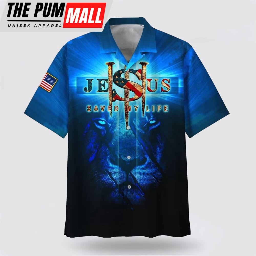 Christian Hawaiian Shirt, Lion Jesus Saved My Life Hawaiian Shirt, Christian Clothing Hawaii