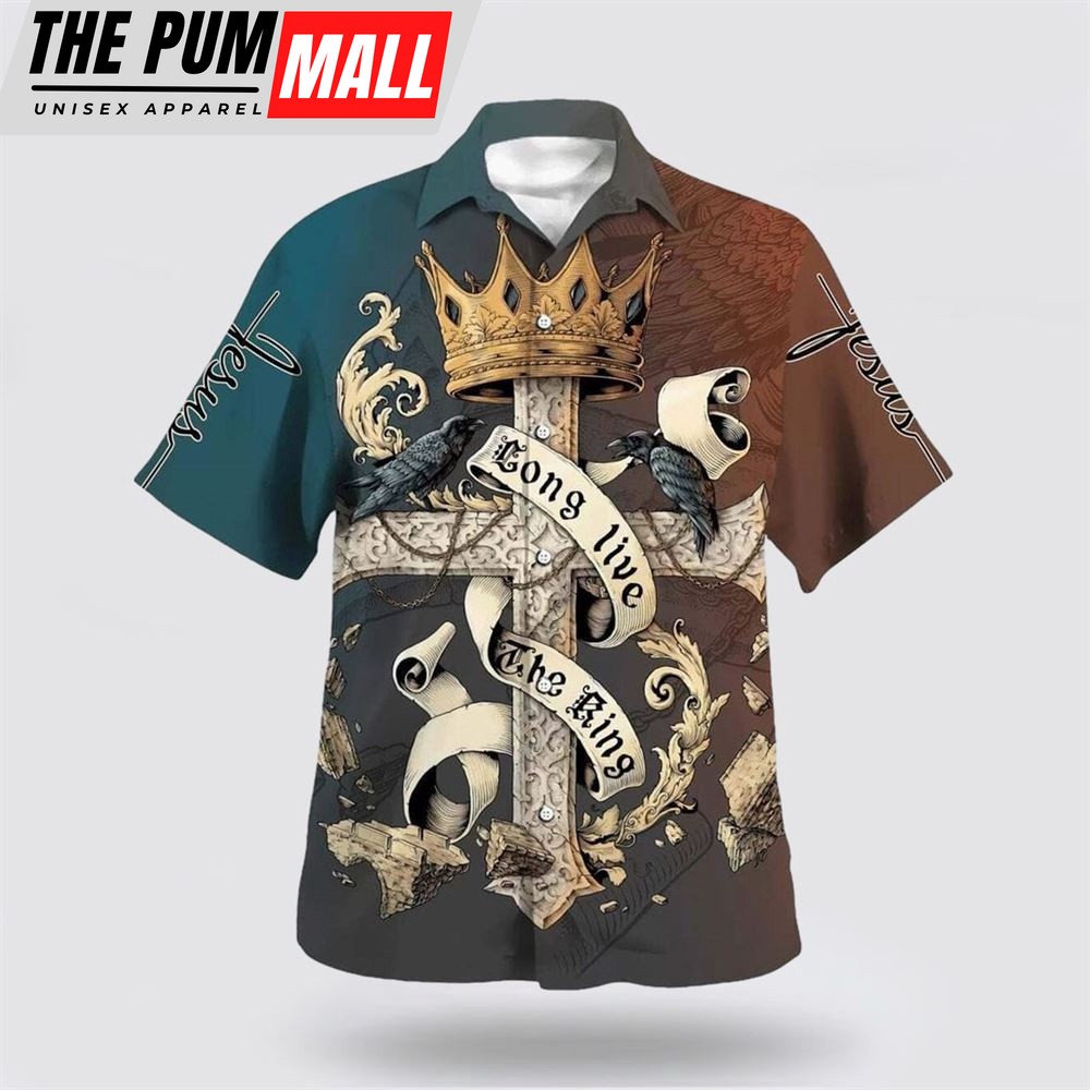 Christian Hawaiian Shirt, Long Live The King Christian Jesus King Of Kings Hawaiian Shirt, Christian Clothing Hawaii