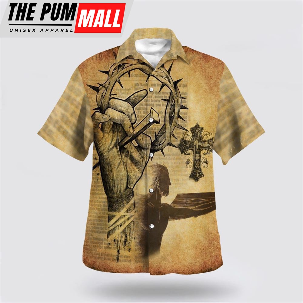 Christian Hawaiian Shirt, Nail Christ’s Crucifixion Cross Hawaiian Shirt, Christian Clothing Hawaii