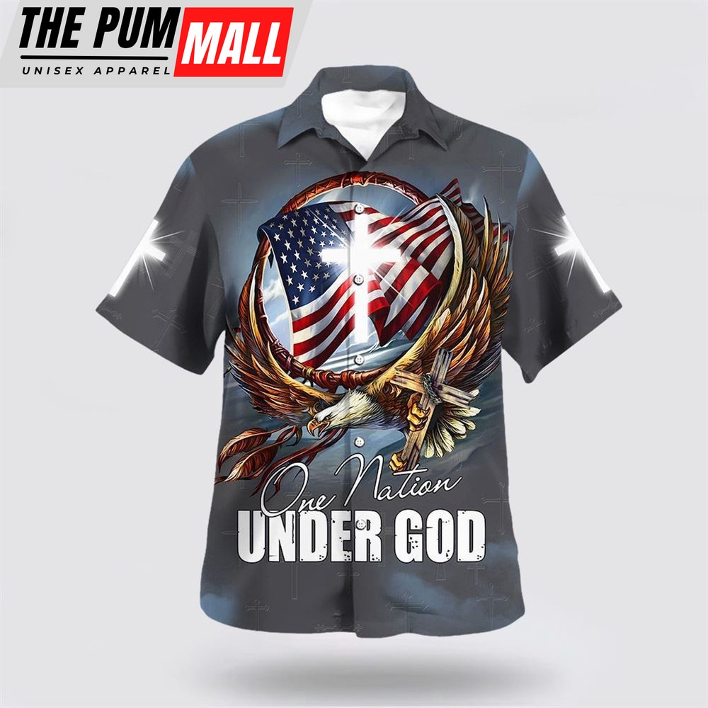 Christian Hawaiian Shirt, One Nation Under God Eagle 2 Hawaiian Shirt, Christian Clothing Hawaii