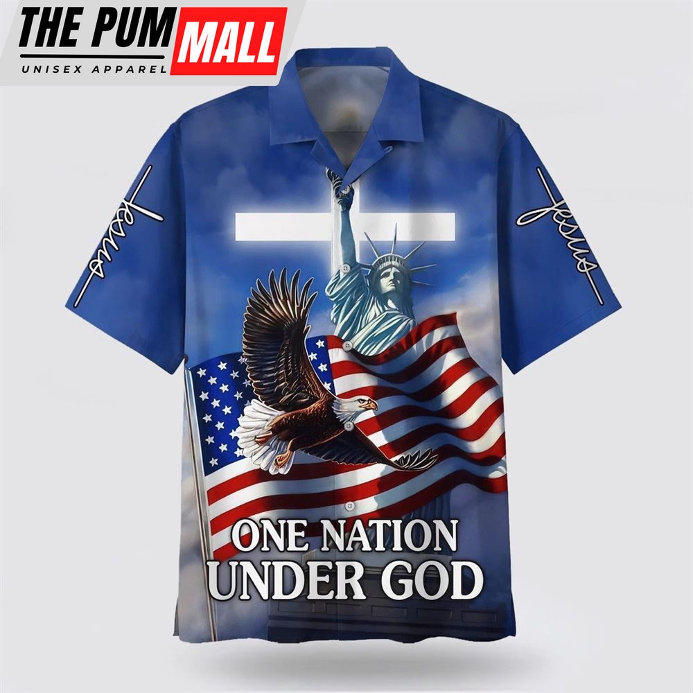 Christian Hawaiian Shirt, One Nation Under God Hawaiian Shirts, Christian Clothing Hawaii