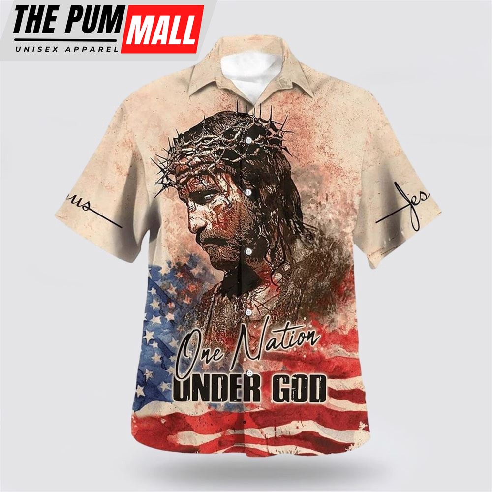 Christian Hawaiian Shirt, One Nation Under God Independence Day Jesus Hawaiian Shirt, Christian Clothing Hawaii