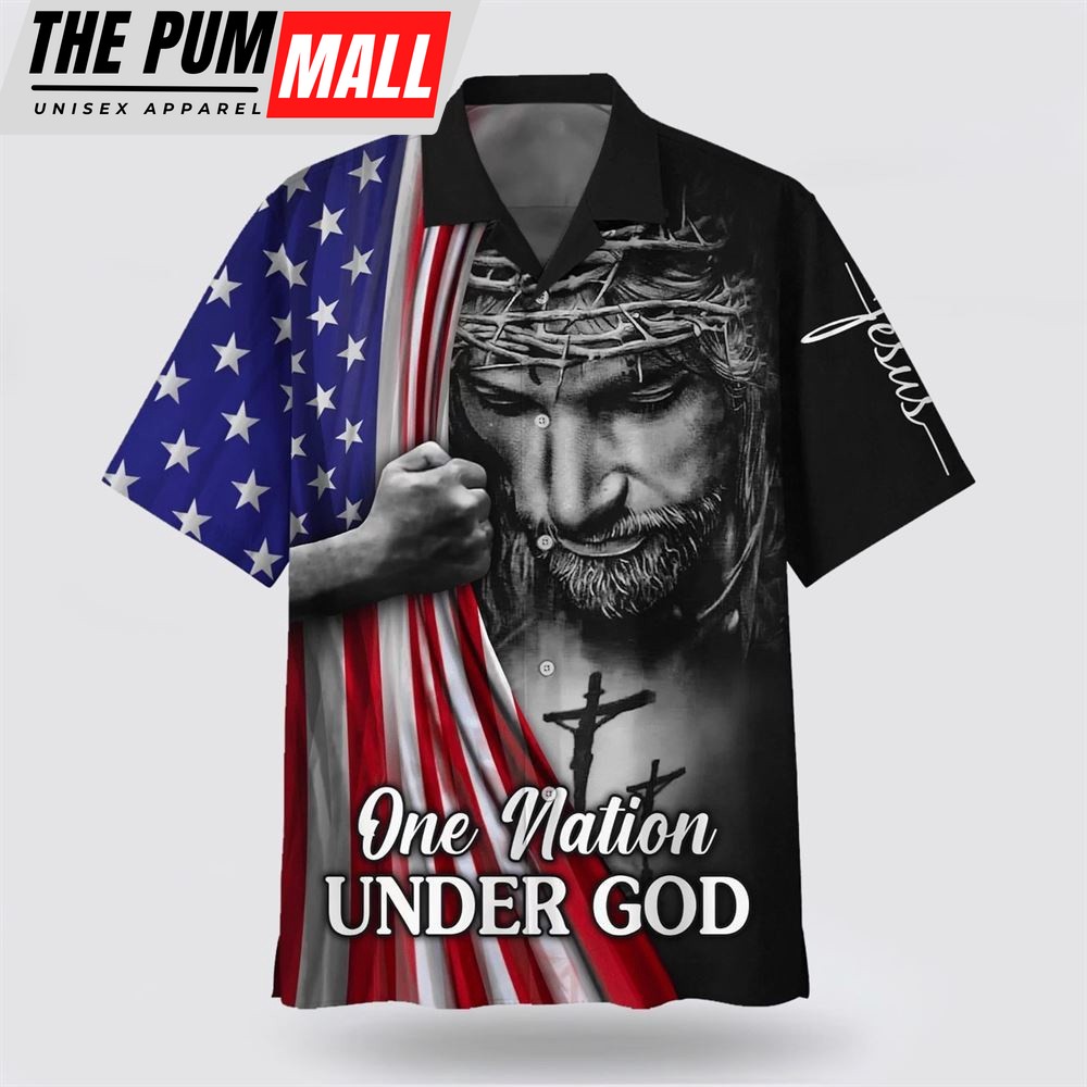Christian Hawaiian Shirt, One Nation Under God Jesus American Hawaiian Shirt, Christian Clothing Hawaii