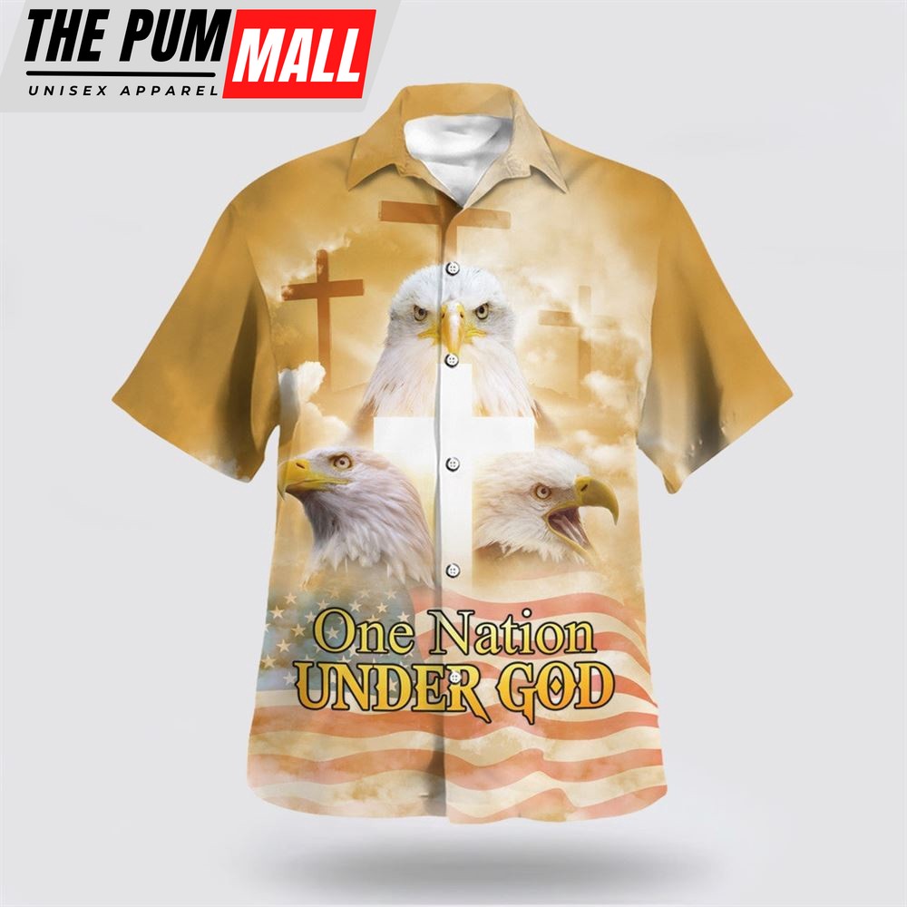 Christian Hawaiian Shirt, One Nation Under God Jesus Eagle 1 Hawaiian Shirt, Christian Clothing Hawaii