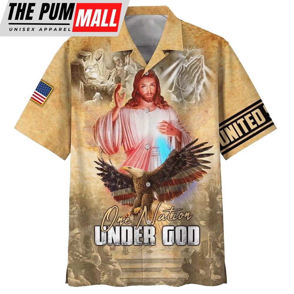 Christian Hawaiian Shirt, One Nation Under God Jesus Eagle Hawaiian Shirt, Christian Clothing Hawaii