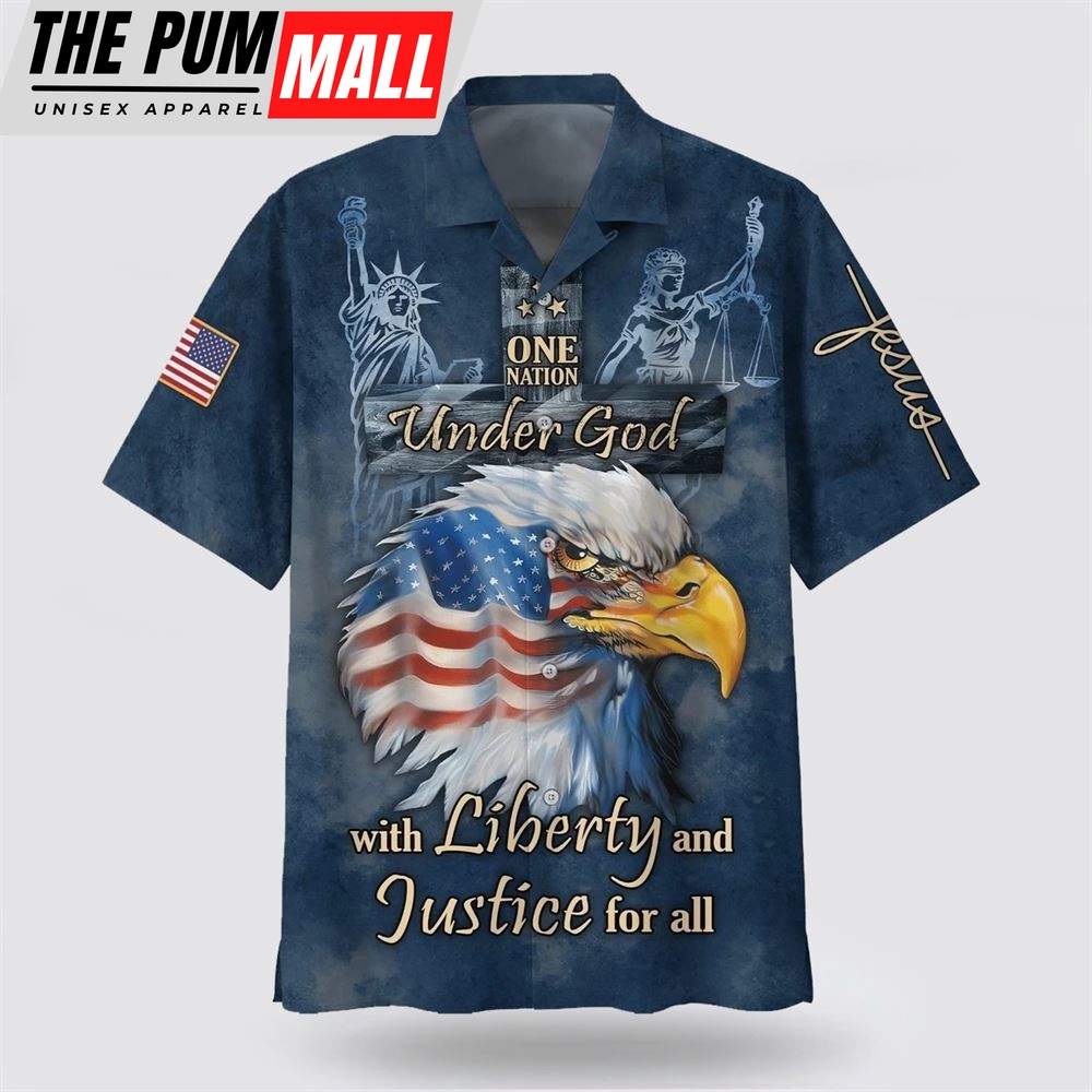 Christian Hawaiian Shirt, One Nation Under God With Liberty And Justice Hawaiian Shirts, Christian Clothing Hawaii