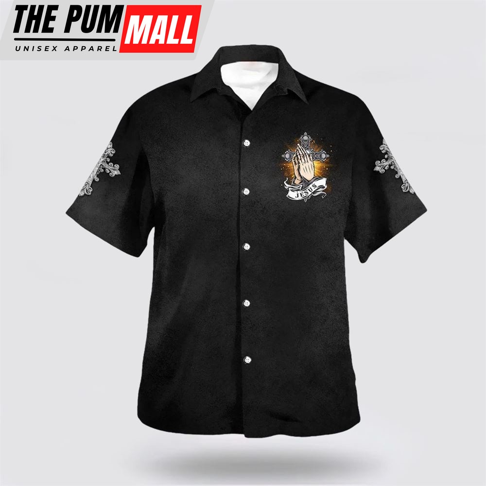 Christian Hawaiian Shirt, Praying Hand Jesus Is The Key To Heaven But Faith Unlocks The Door Hawaiian Shirts, Christian Clothing Hawaii