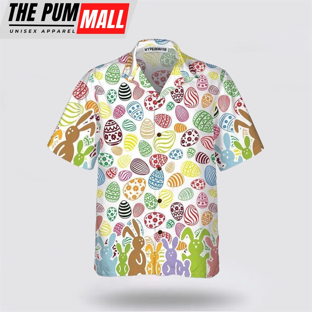 Christian Hawaiian Shirt, Rabbits And Easter Eggs Seamless Pattern Hawaiian Shirt, Easter Hawaiian Shirts, Christian Clothing Hawaii