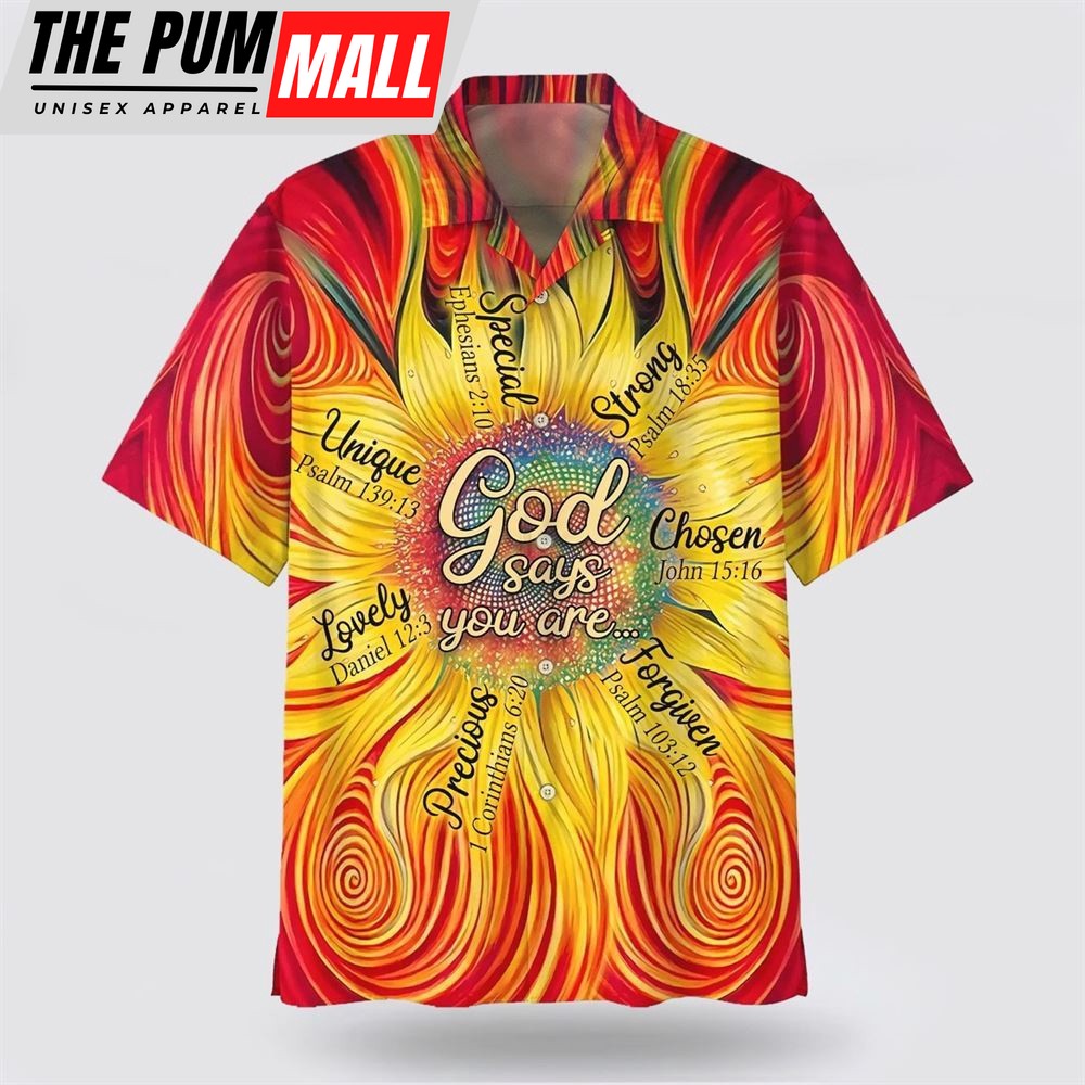 Christian Hawaiian Shirt, Sunflower God Say You Are Hawaiian Shirts, Christian Clothing Hawaii