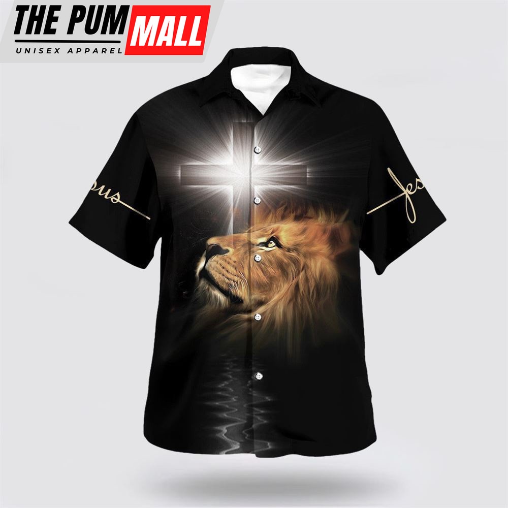 Christian Hawaiian Shirt, The Lion Of Judah Cros The Light Hawaiian Shirt, Christian Clothing Hawaii