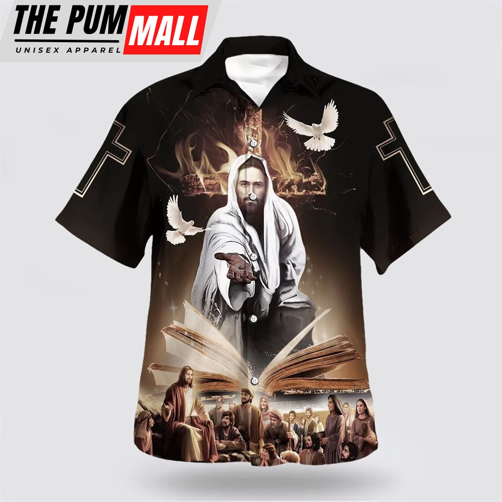 Christian Hawaiian Shirt, The Lion Of Judah Jesus Reaching Out His Hand Hawaiian Shirt, Christian Clothing Hawaii