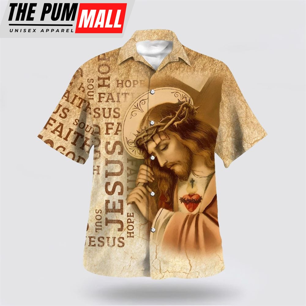 Christian Hawaiian Shirt, The Sacred Heart Of Jesus Hawaiian Shirts, Christian Clothing Hawaii
