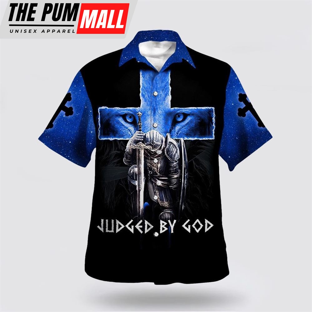 Christian Hawaiian Shirt, Warrior Lion Cross Judged By God Hawaiian Shirt, Christian Clothing Hawaii