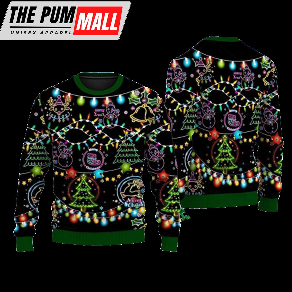Christmas Bright Neon Lighting Ugly Christmas Sweater, Gift For Christmas
