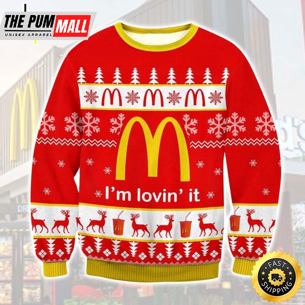 Christmas Burger I’m Lovin It Mc Donald Ugly Sweater