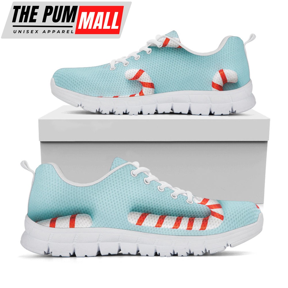 Christmas Candy Candies Pattern Print White Running Shoes, Gift For Men And Women