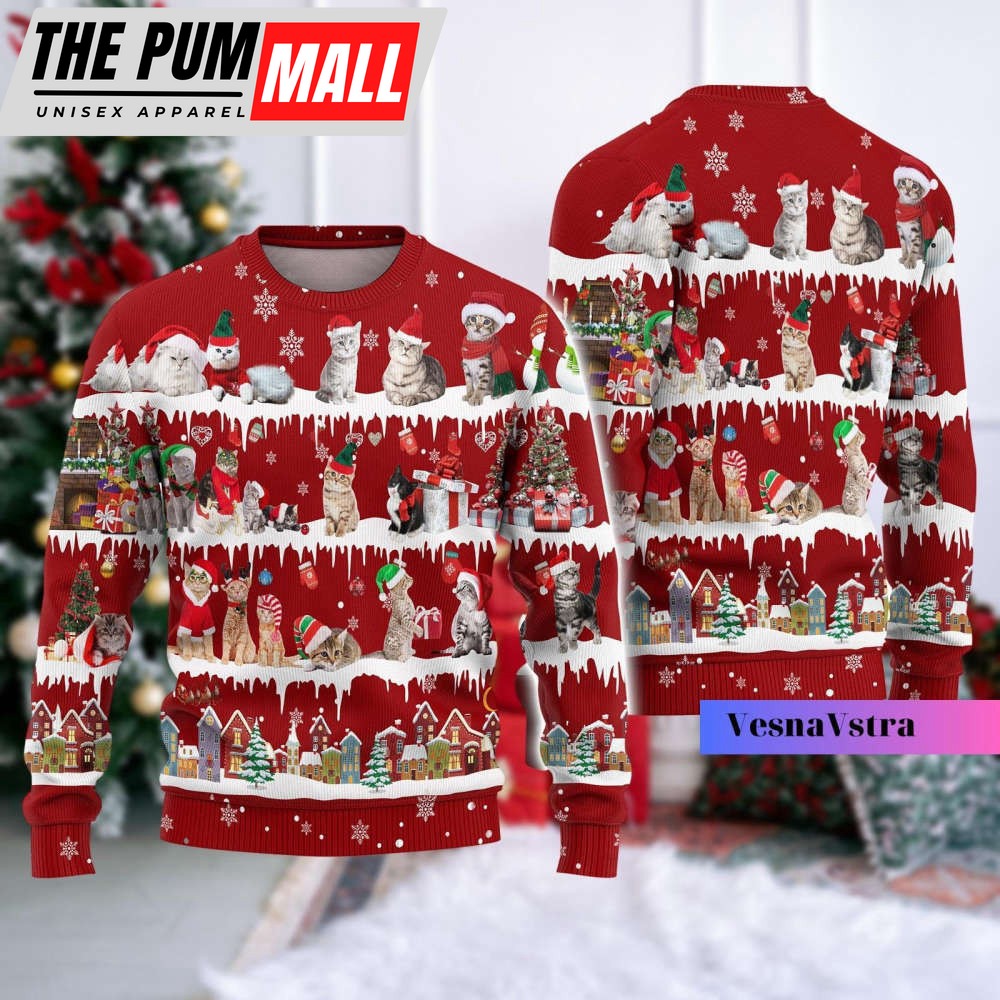 Christmas Cat Christmas Sweater, Ugly Christmas Sweater, Cat Lover Christmas Gift