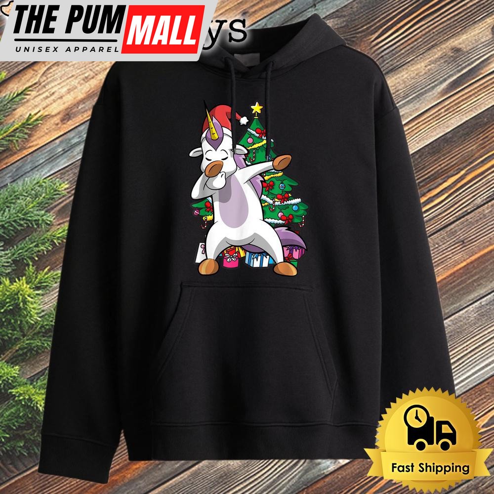 Christmas Dabbing Unicorn Women Girls Cute Hoodie
