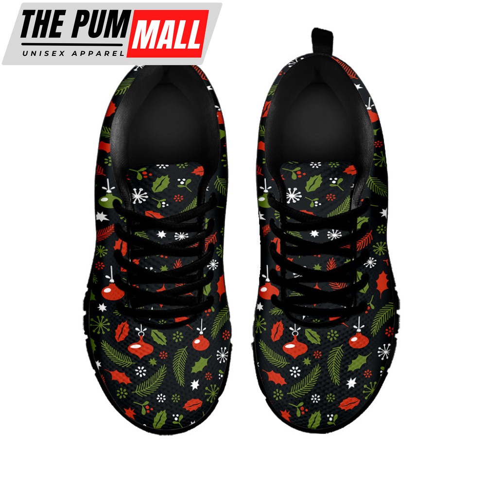 christmas-decorations-pattern-print-black-running-shoes-gift-for-men-and-women-kjg35c26 Christmas Decorations Pattern Print Black Running Shoes, Gift For Men And Women