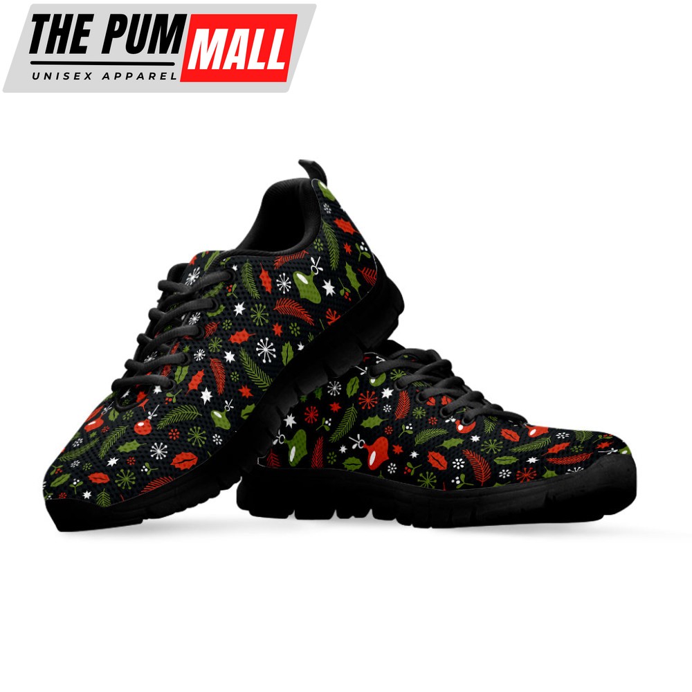christmas-decorations-pattern-print-black-running-shoes-gift-for-men-and-women-kjg35c26 Christmas Decorations Pattern Print Black Running Shoes, Gift For Men And Women