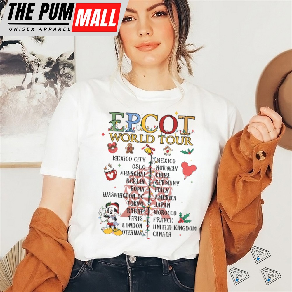 Christmas Disney Epcot World Tour 2 Sides Shirt Mickey And Friends Shirts