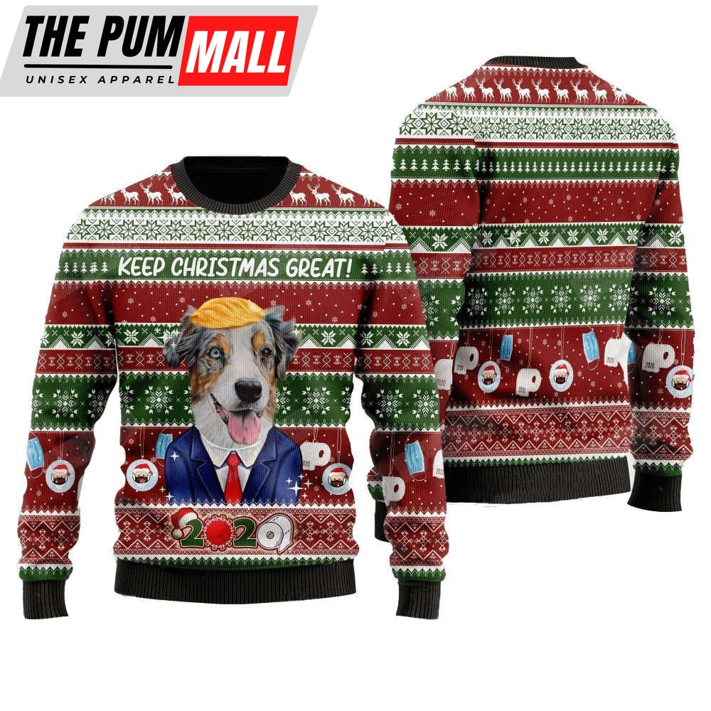 Christmas Dog Ugly Sweater: Australian Shepherd Keeps the Festive Spirit Alive