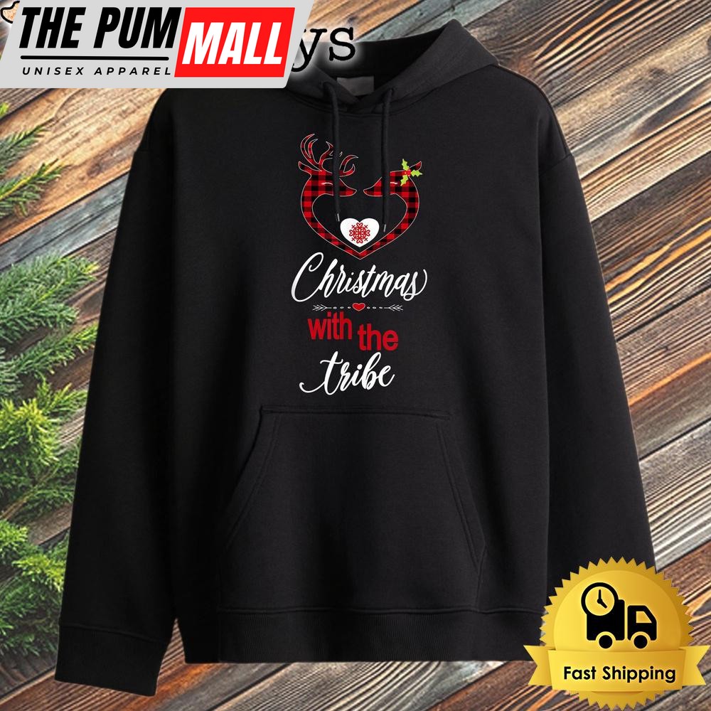Christmas Family Gift Xmas With The Tribe Heart Reindeer Hoodie