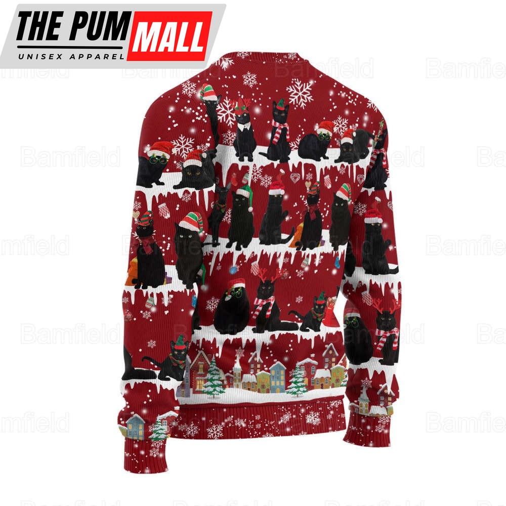 Christmas Gifts, Black Cat Ugly Sweater, Best Gift For Cat Lover