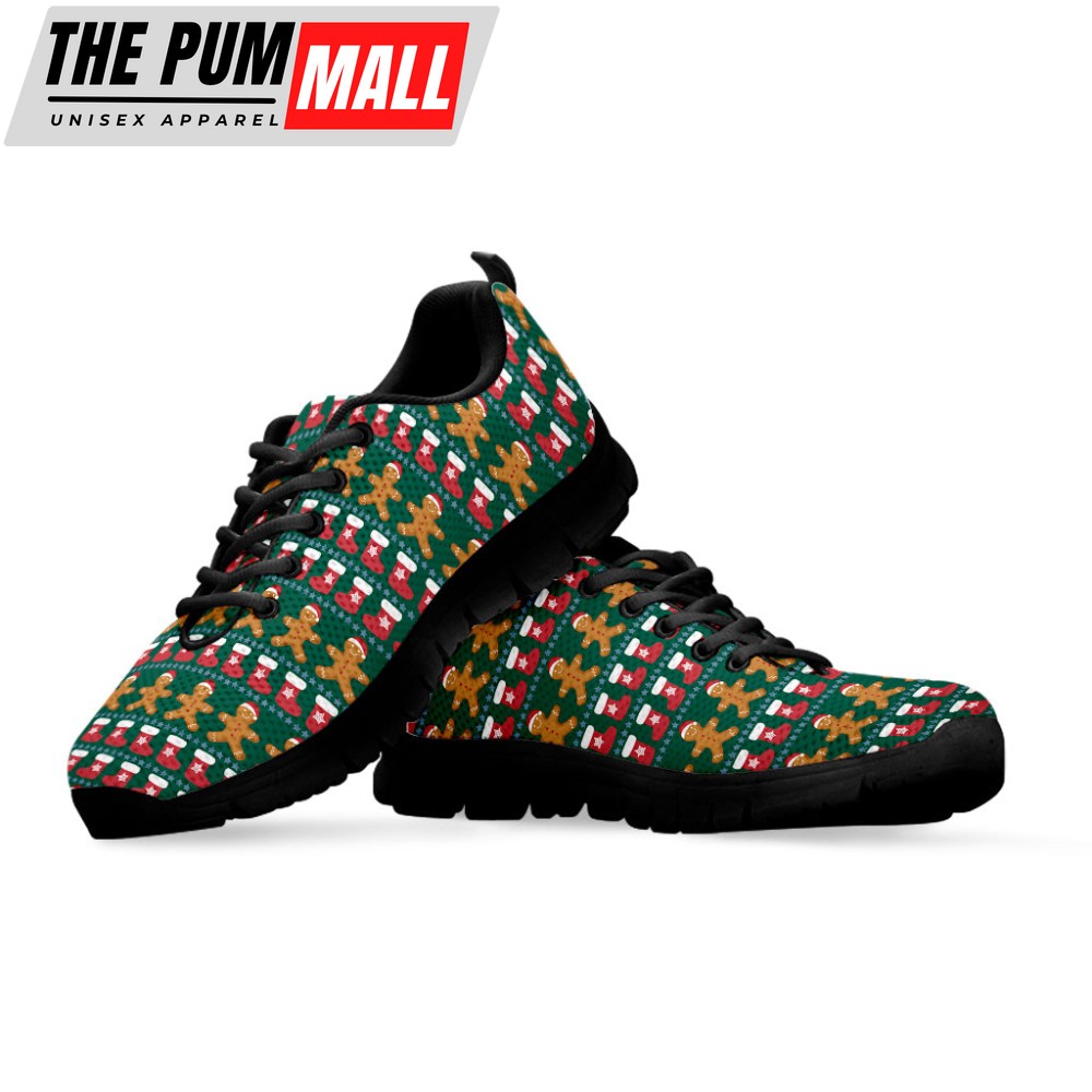 christmas-gingerbread-man-pattern-print-black-running-shoes-gift-for-men-and-wo-jz4fr2ta Christmas Gingerbread Man Pattern Print Black Running Shoes, Gift For Men And Women