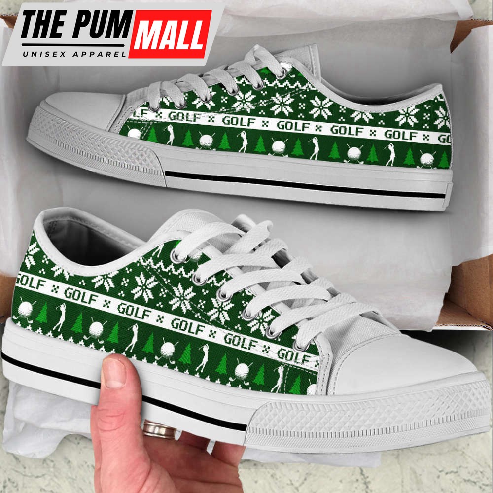 Christmas Golf Knitted Low Top Canvas Print Shoes – Stylish Footwear