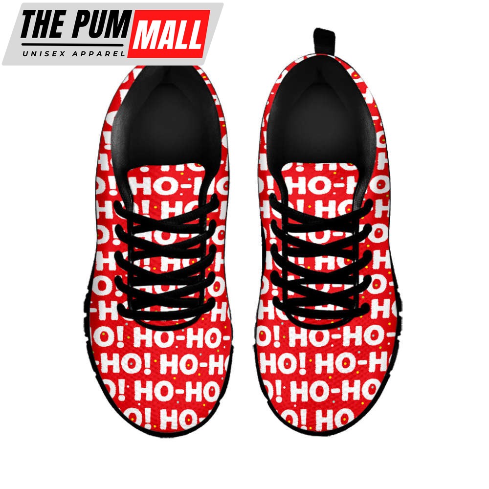 christmas-ho-ho-ho-pattern-print-black-running-shoes-gift-for-men-and-women-bff268r8 Christmas Ho Ho Ho Pattern Print Black Running Shoes, Gift For Men And Women