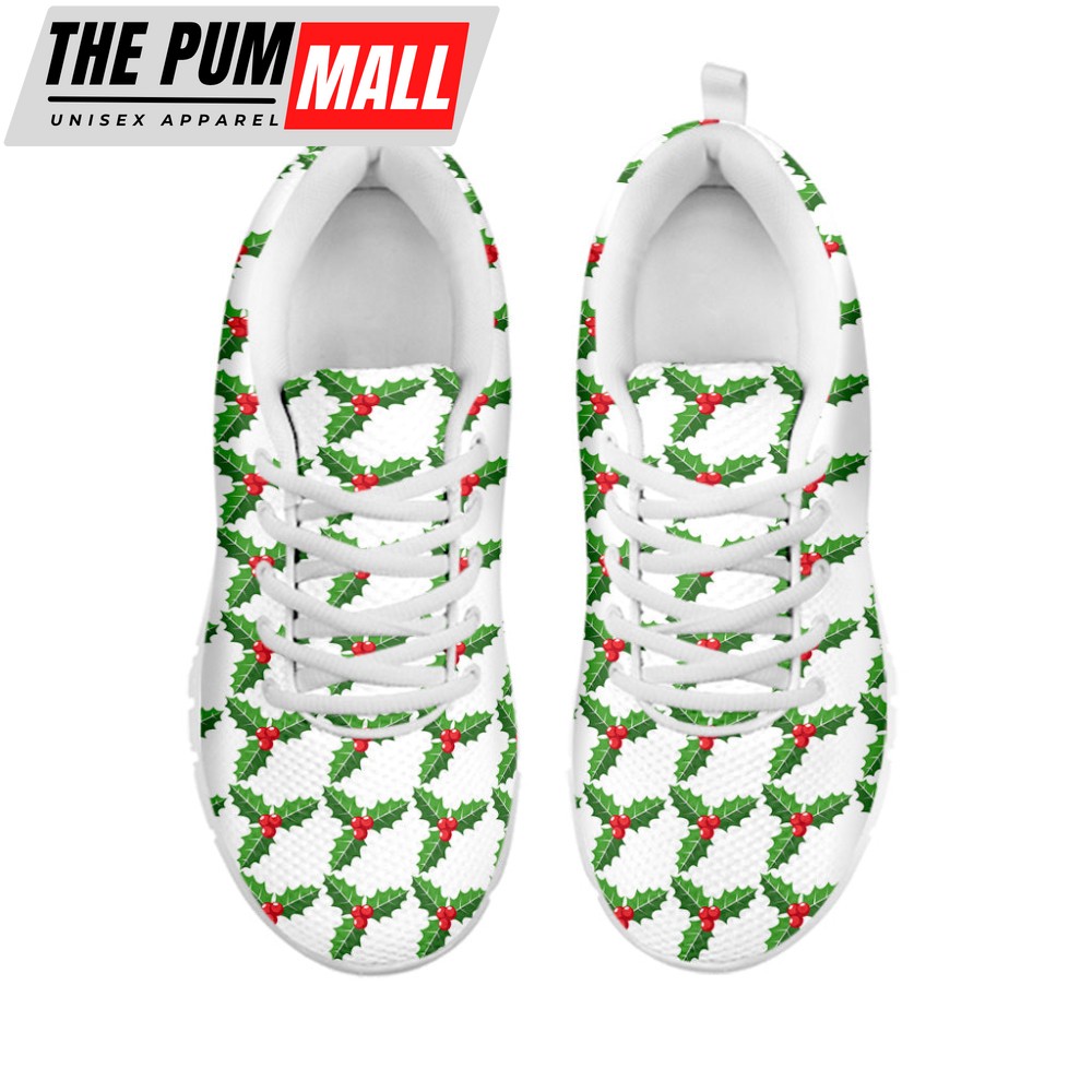 christmas-holly-berry-pattern-print-white-running-shoes-gift-for-men-and-women-grl8u45i Christmas Holly Berry Pattern Print White Running Shoes, Gift For Men And Women