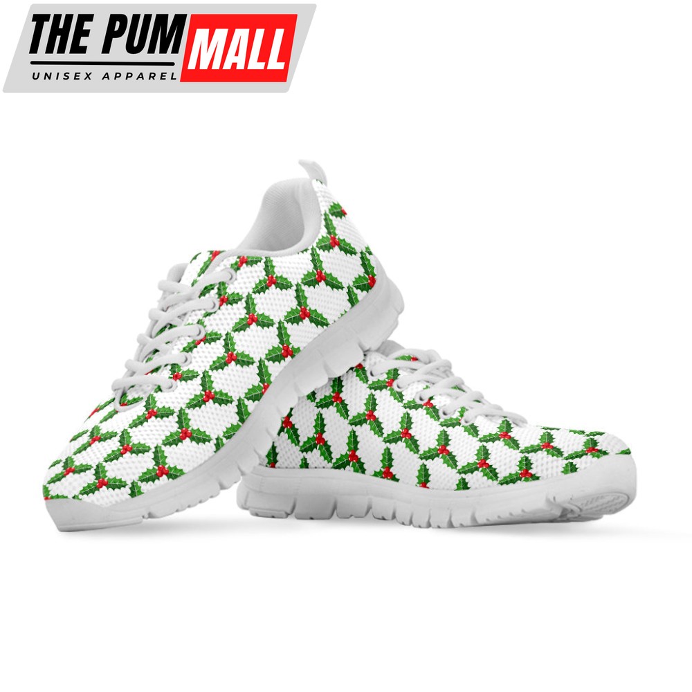 christmas-holly-berry-pattern-print-white-running-shoes-gift-for-men-and-women-grl8u45i Christmas Holly Berry Pattern Print White Running Shoes, Gift For Men And Women