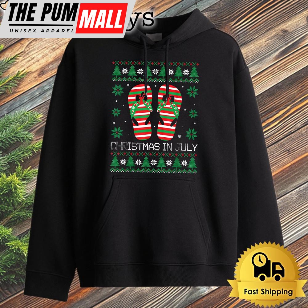 Christmas In July Flip Flops Ugly Sweater Style Summer Beach Hoodie