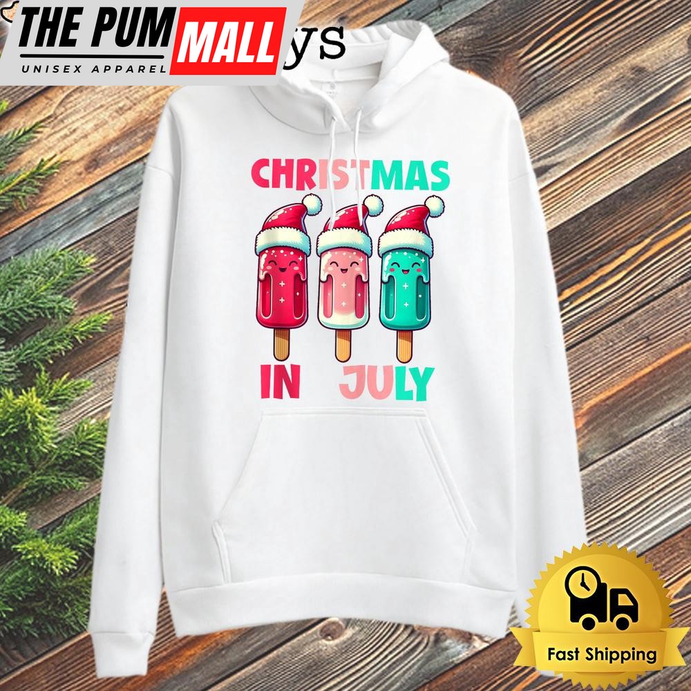 Christmas In July Ice Pops In Santa Hat Kids Toddler Cute Tank Top Hoodie