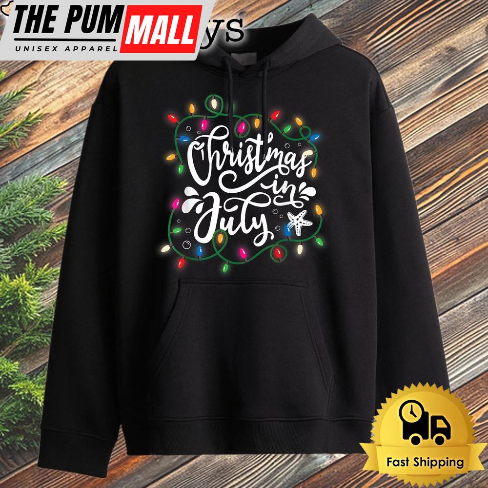 Christmas In July Lights Funny Summer Xmas Hoodie