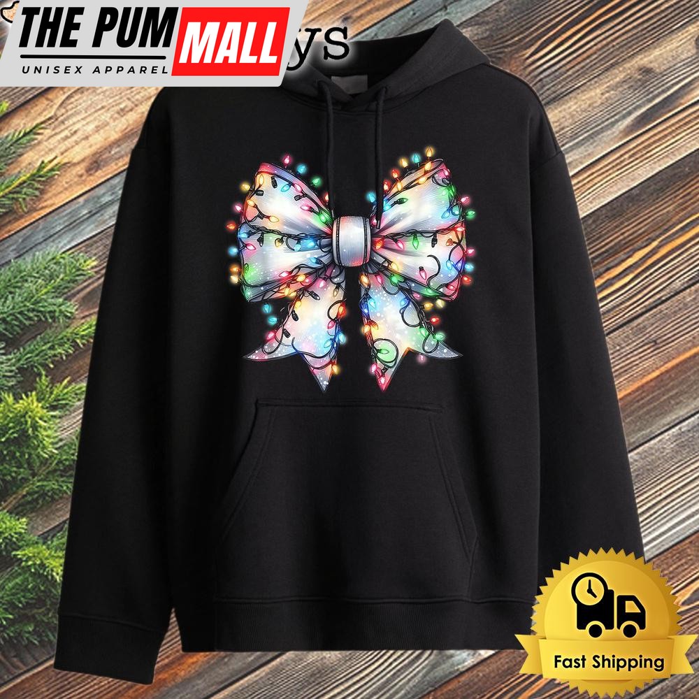 Christmas Light Coquette Bow Christmas Season Girls Hoodie