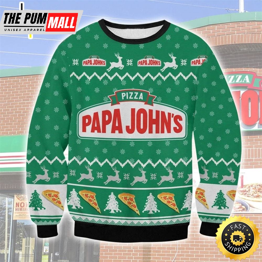 Christmas Pizza Papa John Ugly Sweater