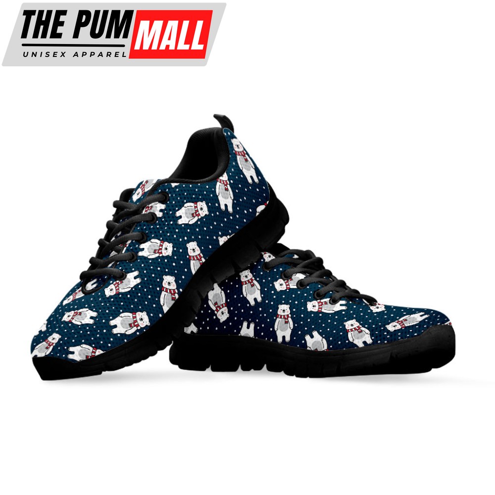 christmas-polar-bear-pattern-print-black-running-shoes-gift-for-men-and-women-gxelgh61 Christmas Polar Bear Pattern Print Black Running Shoes, Gift For Men And Women
