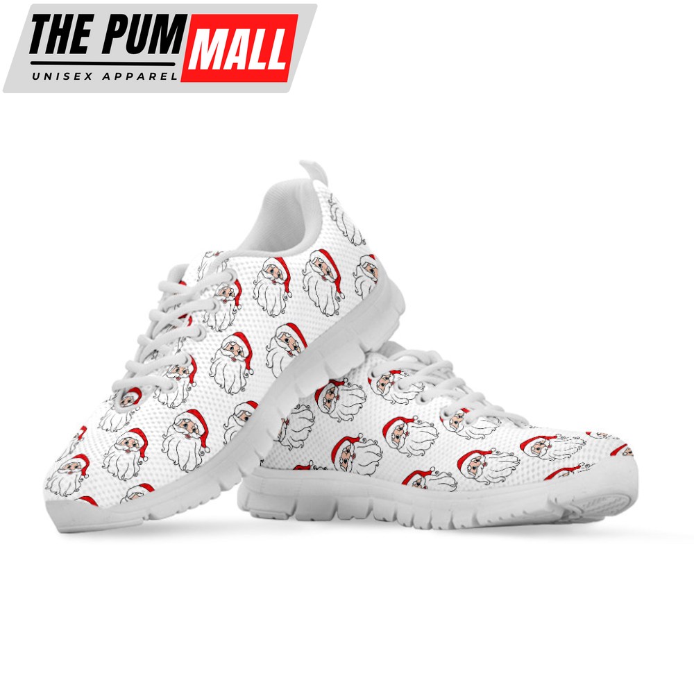 christmas-santa-claus-pattern-print-white-running-shoes-gift-for-men-and-women-wtf459ub Christmas Santa Claus Pattern Print White Running Shoes, Gift For Men And Women