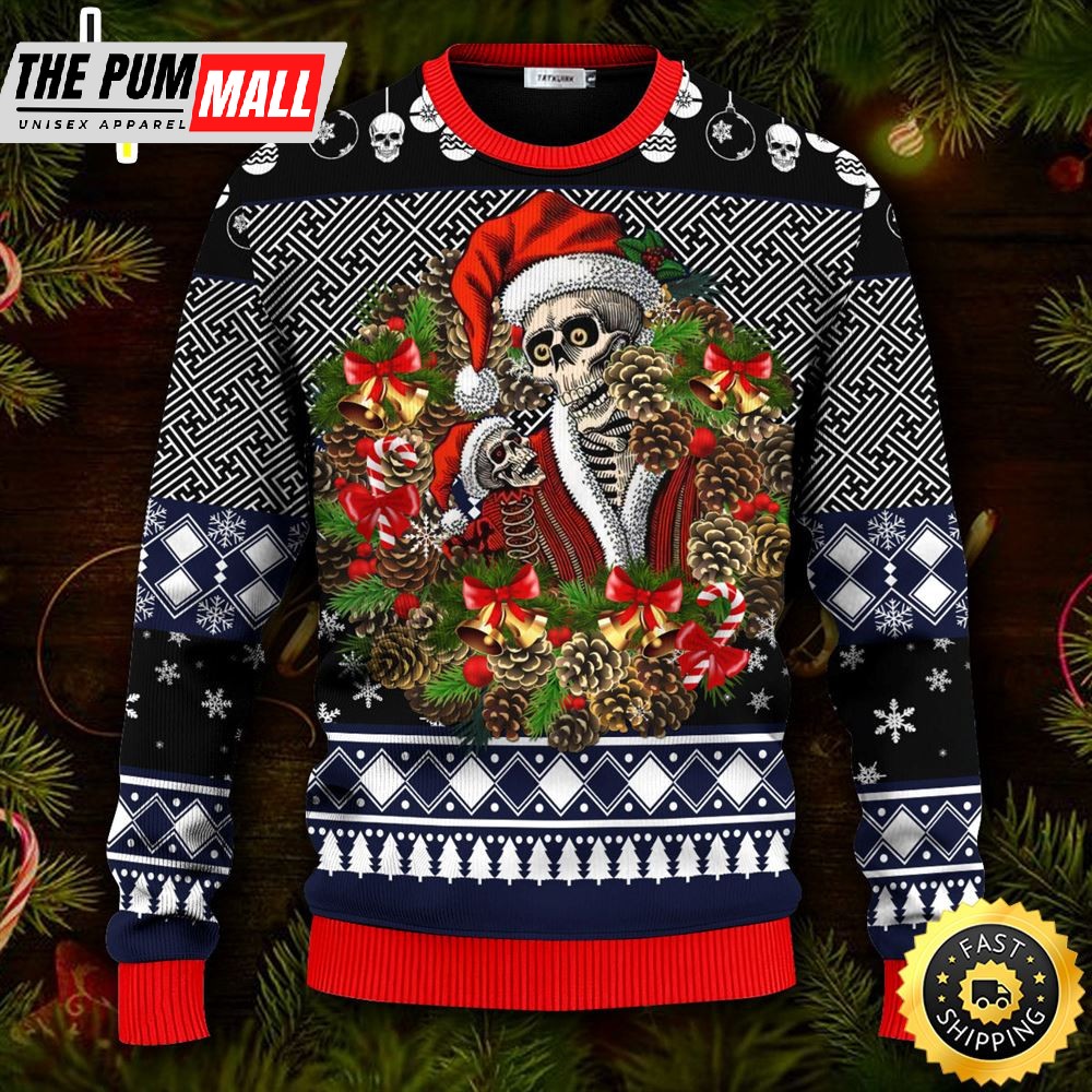 Christmas Santa Claus Skull Ugly Christmas Skull Sweater Christmas