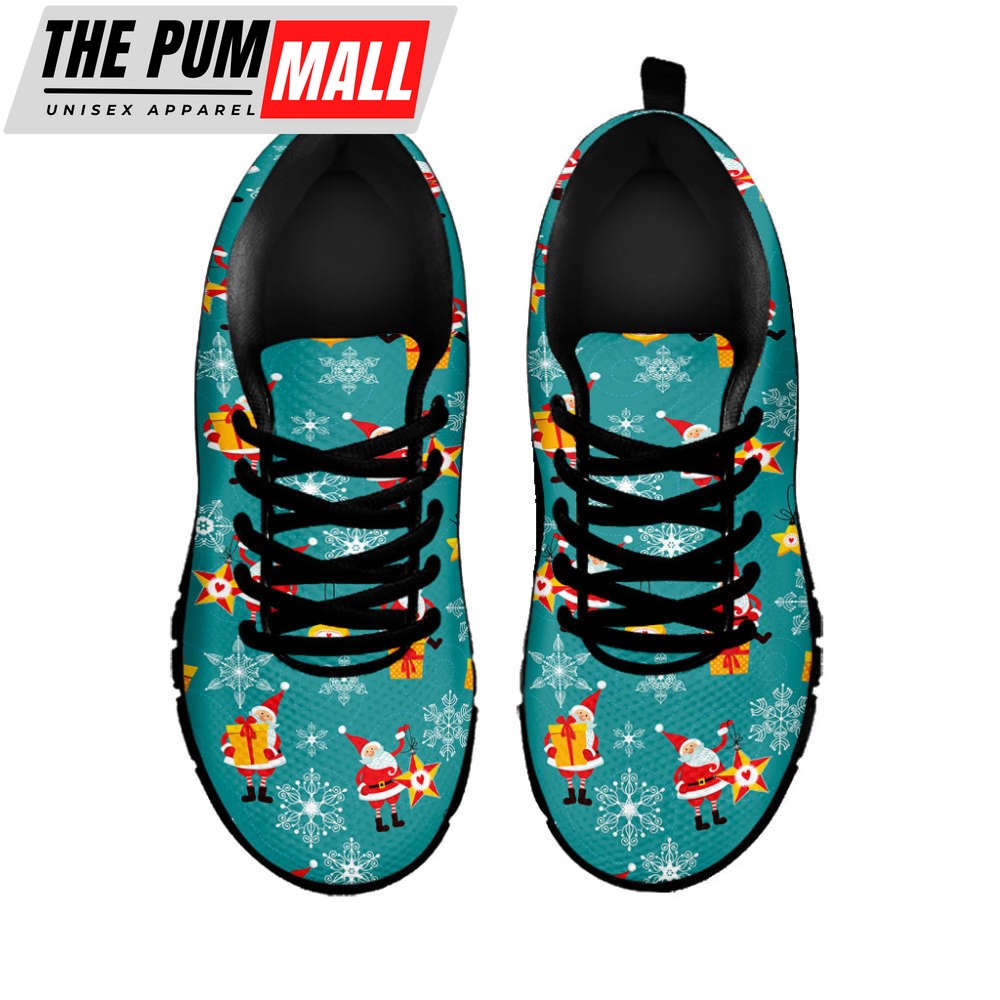 christmas-santa-gift-pattern-print-black-running-shoes-gift-for-men-and-women-jccqw17v Christmas Santa Gift Pattern Print Black Running Shoes, Gift For Men And Women