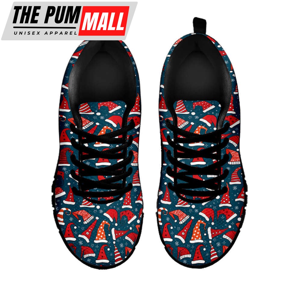 christmas-santa-hats-pattern-print-black-running-shoes-gift-for-men-and-women-c6oxqnb4 Christmas Santa Hats Pattern Print Black Running Shoes, Gift For Men And Women