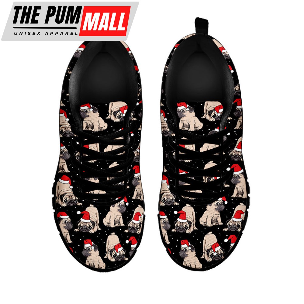 christmas-santa-pug-pattern-print-black-running-shoes-gift-for-men-and-women-cbxxutfe Christmas Santa Pug Pattern Print Black Running Shoes, Gift For Men And Women