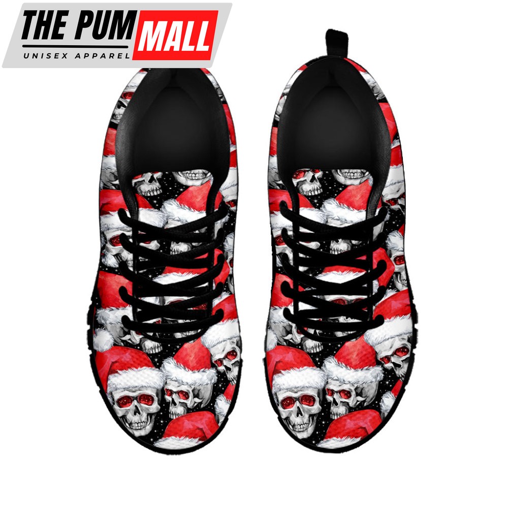 christmas-santa-skull-pattern-print-black-running-shoes-gift-for-men-and-women-alysjjnj Christmas Santa Skull Pattern Print Black Running Shoes, Gift For Men And Women