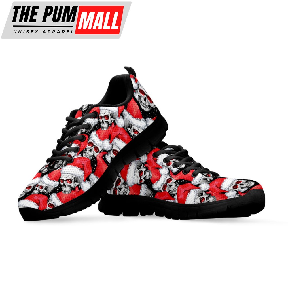 christmas-santa-skull-pattern-print-black-running-shoes-gift-for-men-and-women-alysjjnj Christmas Santa Skull Pattern Print Black Running Shoes, Gift For Men And Women