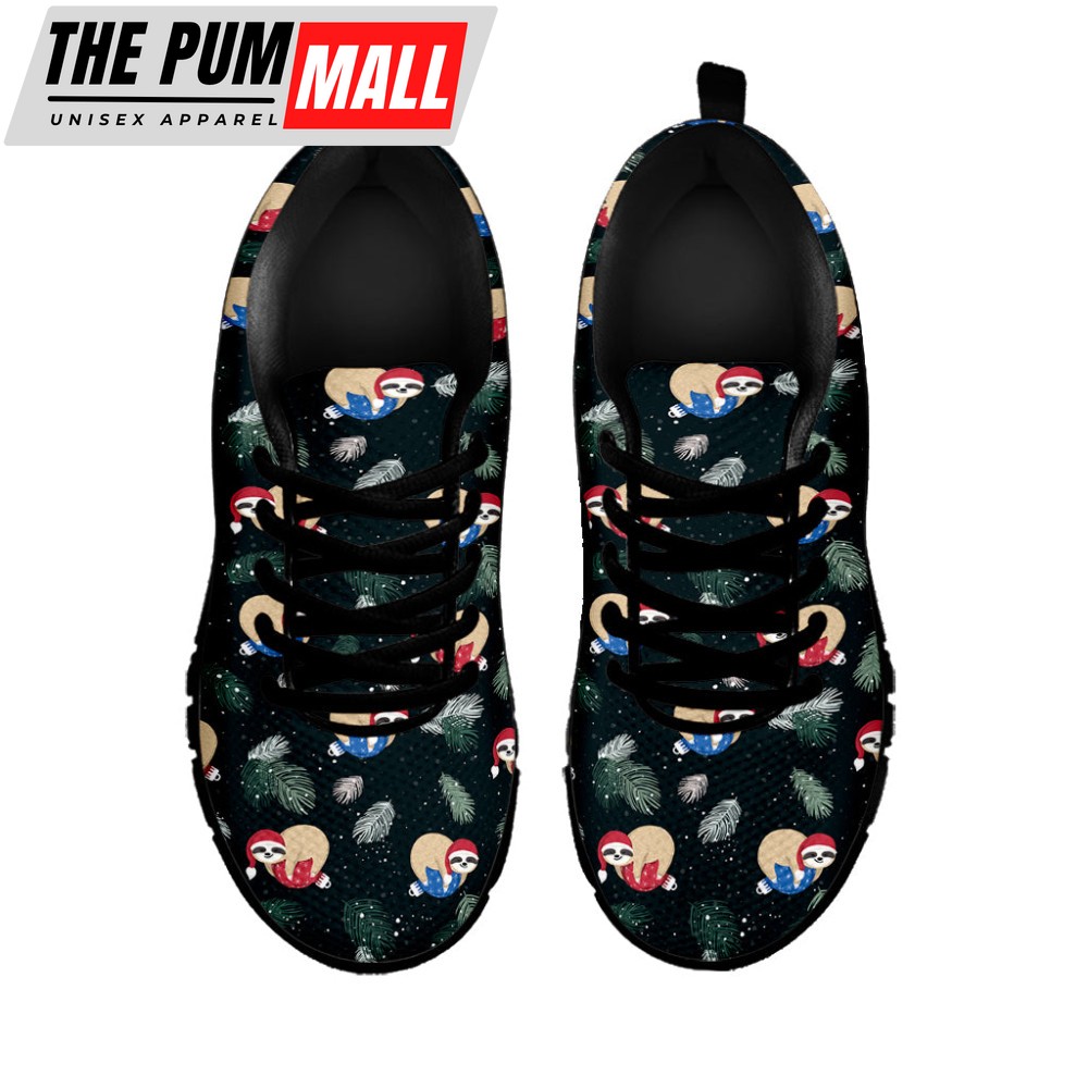 christmas-sleeping-sloths-pattern-print-black-running-shoes-gift-for-men-and-wo-gyl8asmd Christmas Sleeping Sloths Pattern Print Black Running Shoes, Gift For Men And Women